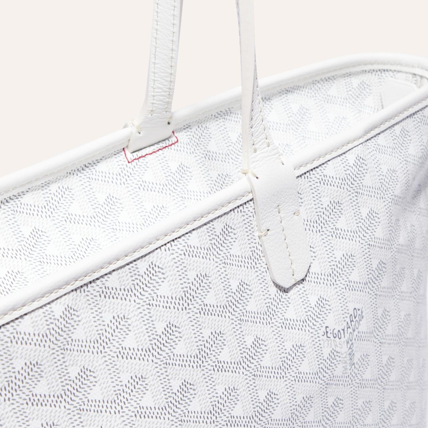 Goyard Goyardine Artois Tote PM White Canvas & Chevroches Calfskin Palladium Hardware - Image 3